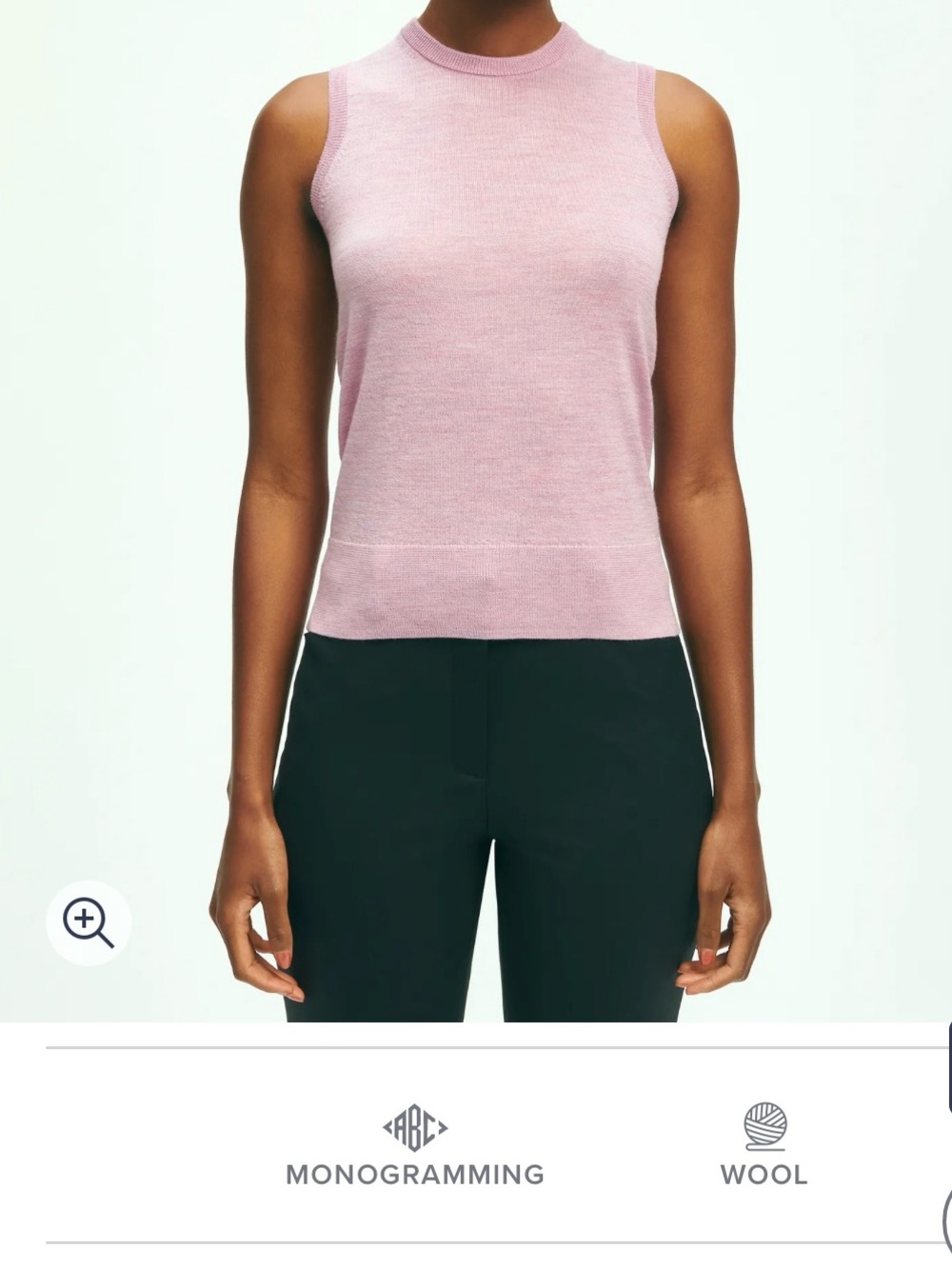 Brooks Brothers Pink Sleeveless Marino Wool Knit Top